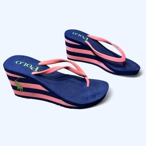 Y2K Pink Striped Platform Sandals by Polo!
